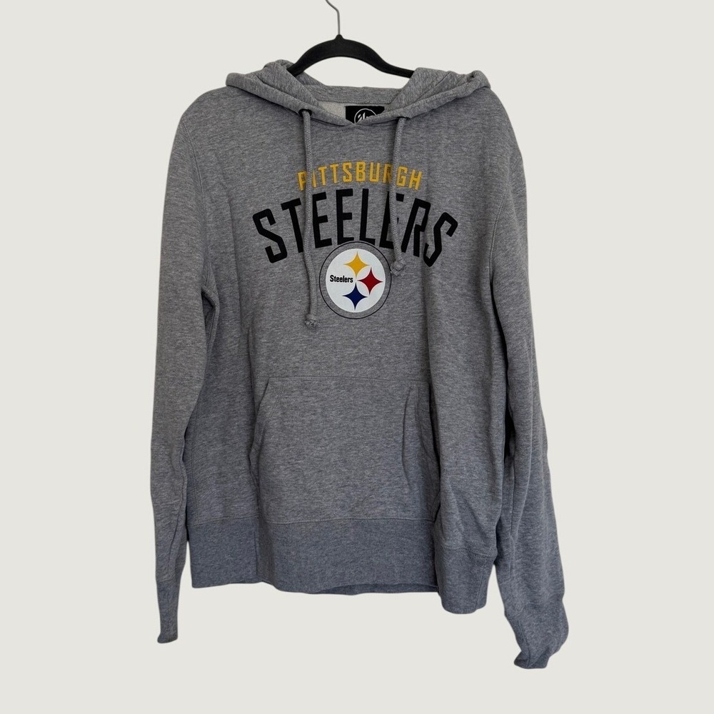 Pittsburgh Steelers Gray Crewneck Pullover Hoodie 47 Brand Size Small Mens